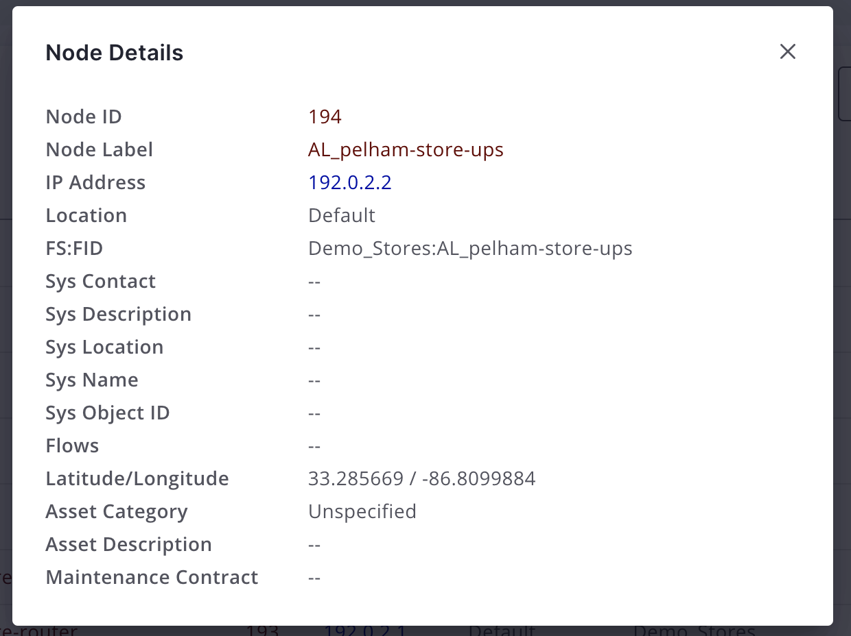 Horizon Node Details dialog.